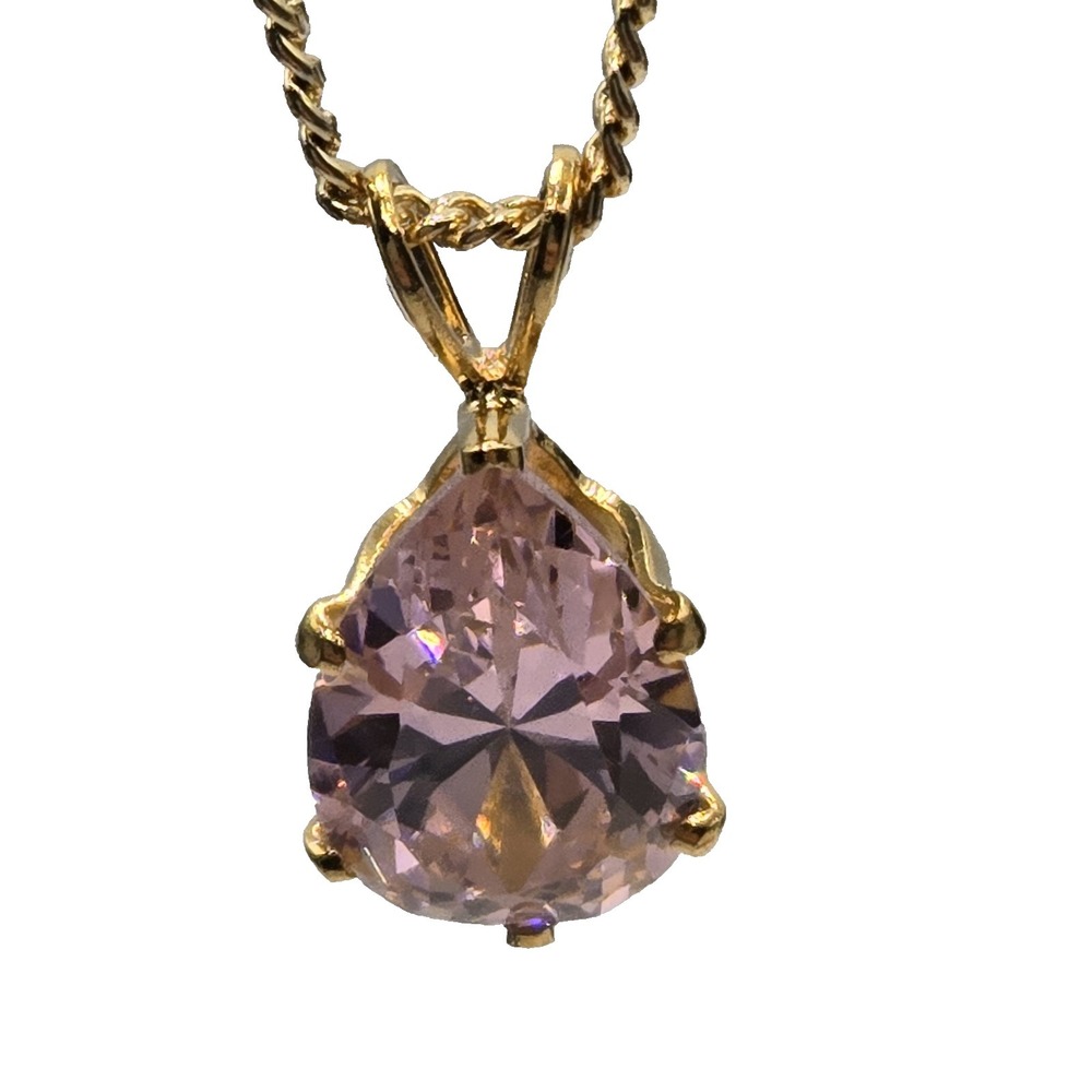 Gold Tone October‎ Pink Tear Drop Minimalist Necklace Charter Club